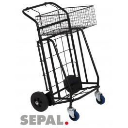 Chariot distribution TR034/PA - ergonomique, pliable et équipé d'un panier métallique_0