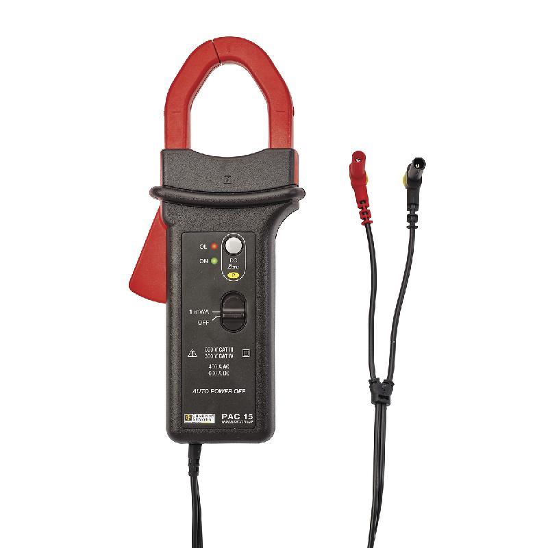 CHAUVIN ARNOUX - PAC 15 pince ampèremétrique AC/DC 400 A AC/600 A DC - Monocalibre sensibilité 1 mV / 1 A - Diamètre d'enserrage 30mm - Sortie cordon 1,5m et fiches bananes diamètre 4 isolées_0