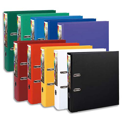 CLASSEUR A LEVIER EN POLYPRO EXACOMPTA PREMTOUCH - DOS DE 8 CM - COLORIS ASSORTIS OFFICE - LOT DE 10