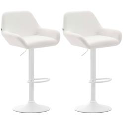 CLP Lot de 2 tabourets de bar Braga en Similicuir Blanc /Blanc - blanc polyester 316081_0