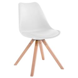 Décoshop26 - Chaise de salle à manger design scandinave en PVC blanc et pieds en bois clair forme carré 10_0003427 - blanc 3000251573268_0