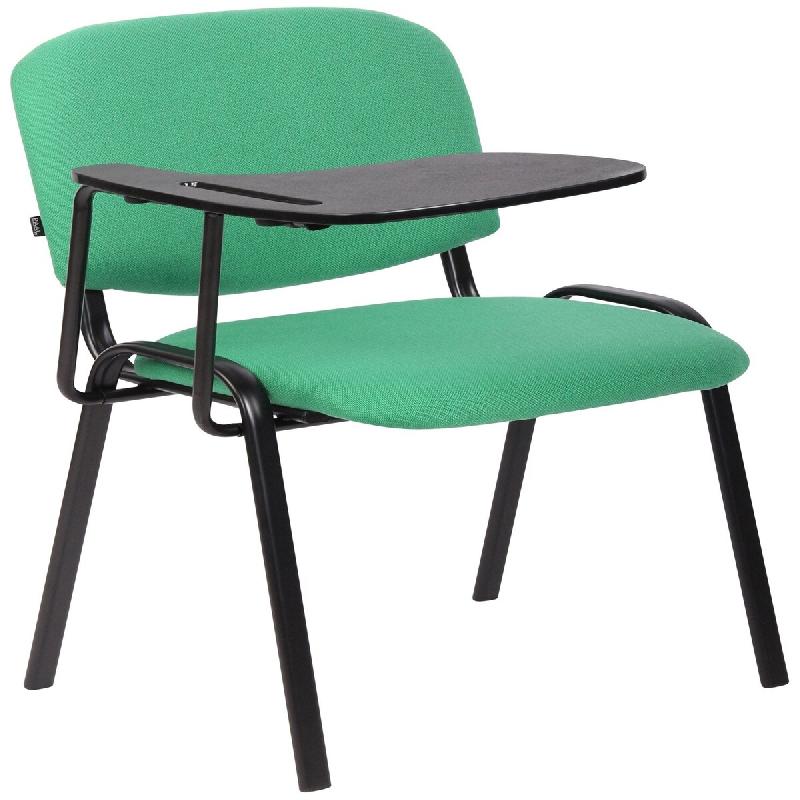 Décoshop26 - Chaise visiteur zone d'attente avec une petite table rabattable en tissu vert piètement à 4 pieds en métal 10_0002770 - métal 300025_0
