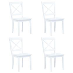Décoshop26 - Lot de 4 chaises de salle à manger cuisine design classique blanc bois d'hévéa massif CDS021227 - blanc 3001171599789_0