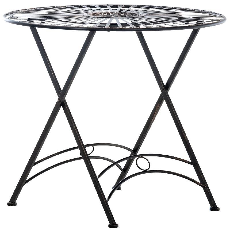 Décoshop26 - Table de jardin en métal Ø 71 cm style rustique bronze MDJ10216 - métal 3001077669609_0