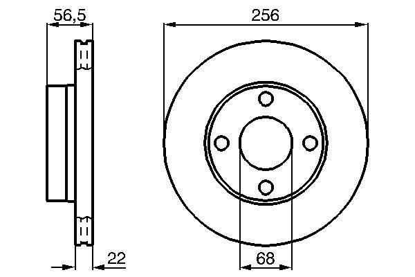 Disque de frein Bosch 0986478550 - boîte de 2 disques ventilés pour montage avant avec 4 trous_0