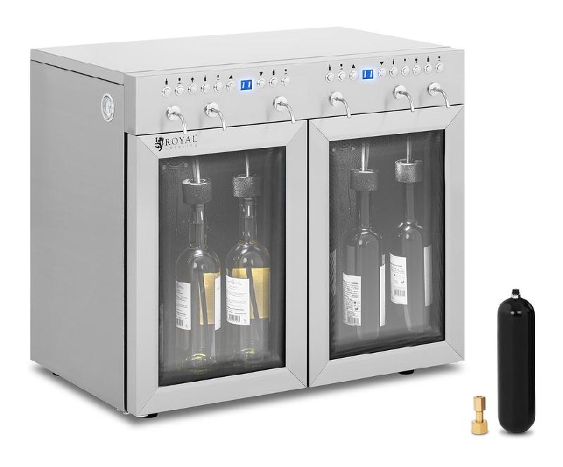 ROYAL CATERING - DISTRIBUTEUR DE VIN AU VERRE CAVE À VIN MINI FRIGO MINIBAR INOX LED 6 BOUTEILLES - BLANC, VERT, NOIR