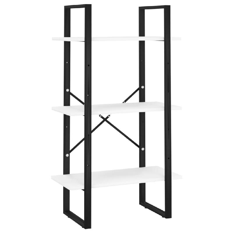 Étagère de rangement 60 x 30 x 105 cm en aggloméré blanc - Construction métallique durable_0