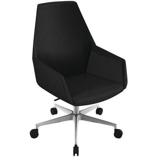 FAUTEUIL DUNE DOSSIER HAUT PIED ALU TISSU M1 NOIR B01/28 - QUADRIFOGLIO