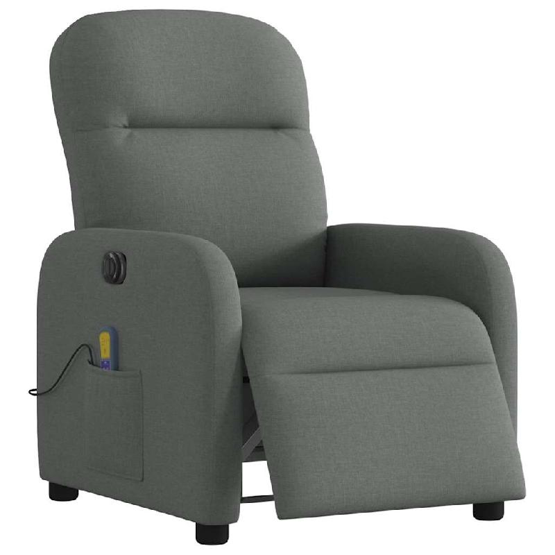 Fauteuil inclinable de massage électrique gris foncé tissu Modèle Nerdoria - 8721102959455_0