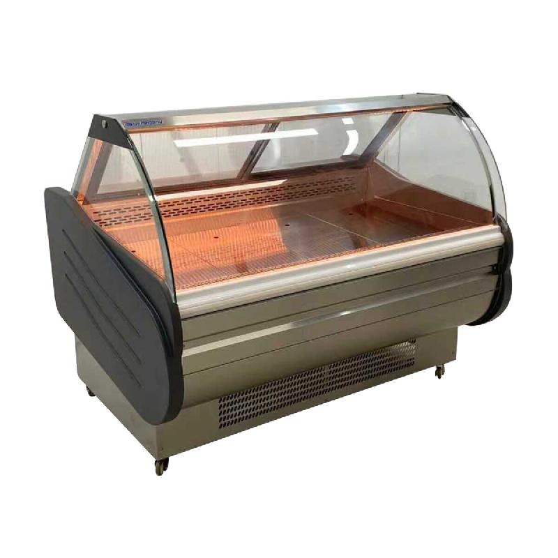 Gasfrit – Vitrine charcuterie coloris acier – 1500 × 1050 × 1200 mm – Réfrigération ventilée – Verre courbé - inox gfq01_0