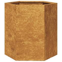 Helloshop26 - Jardinière bac lit surélevé plantes fleurs terrasse jardin hexagone 46 x 40 x 45 cm acier corten marron 02_0038645 - 3000217806140_0