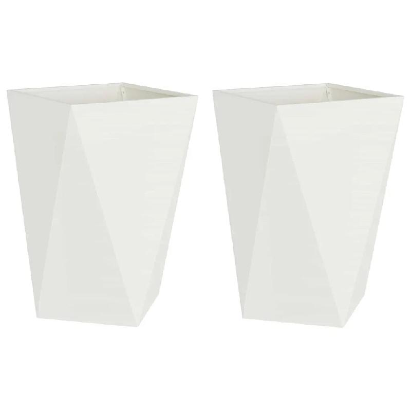Helloshop26 - Lot de 2 jardinières modernes pour extérieur 50 x 50 x 75 cm avec look épuré ambiance chic en acier blanc 02_0053037 - blanc acier 3_0