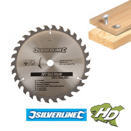 Lame Scie Circulaire Carbure 190x16 Mm 30 Dents Silverline