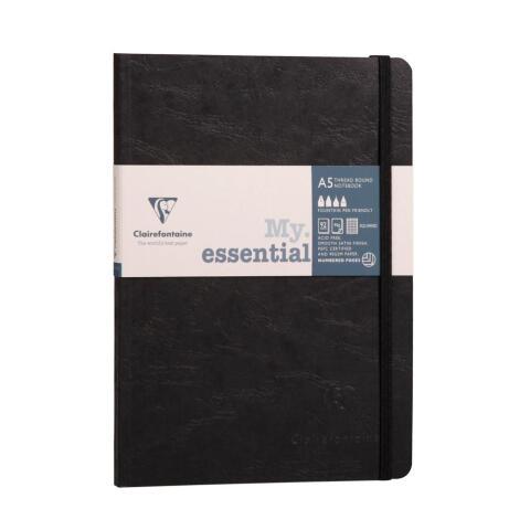 LOT DE 5 - MY.ESSENTIAL AGE BAG CARNET BROCHURE COUSU DOS CARRÉ À PAGES NUMÉROTÉES A5 192 PAGES PETITS CARREAUX PAPIER IVOIRE 90G - NOIR