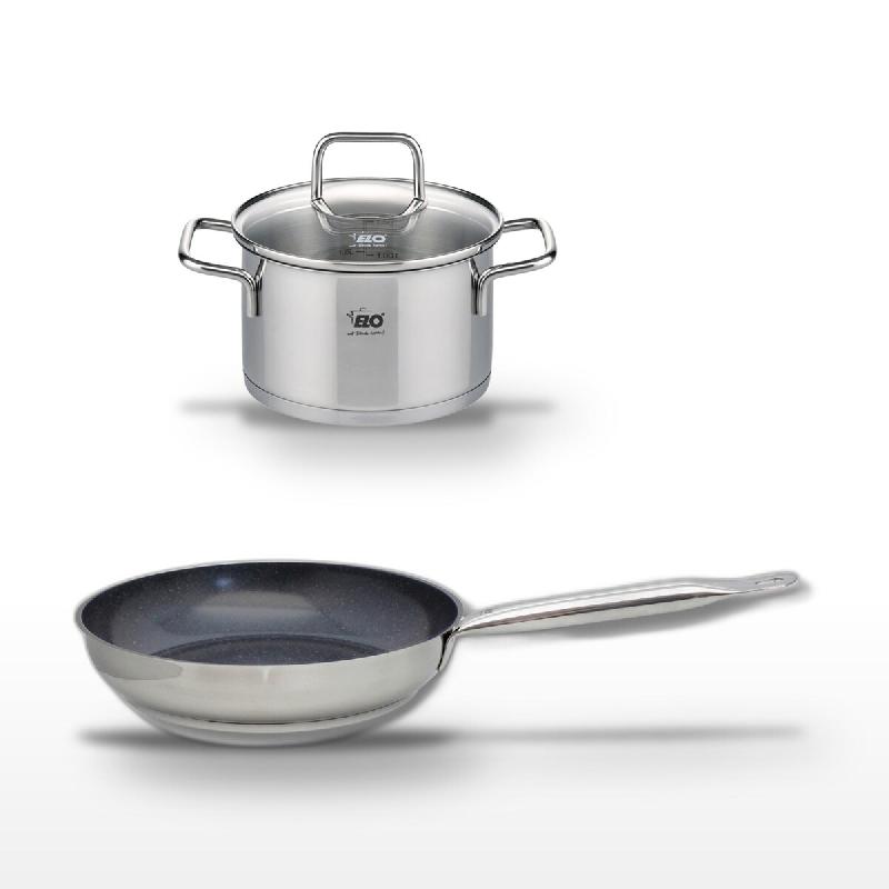 Lot Poêle 28cm & Faitout 20cm Elo Profi Therm Platinum - gris inox 3176239951738_0