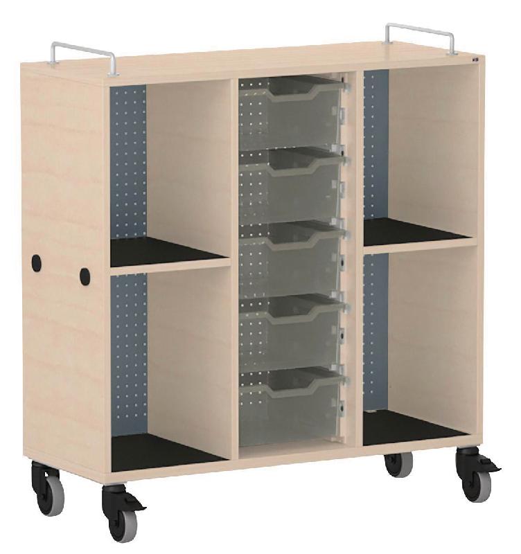 MEUBLE BAS SHIFT+ LANDSCAPE MÉLA POUR CARTABLES 4 CASES - ÉRABLE - ANTHRACITE - MANUTAN COLLECTIVITÉS