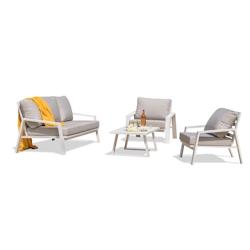 Salon de jardin 5 places en aluminium blanc - PARIS Garden - IBIZA - canapé, fauteuils et table basse_0
