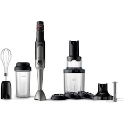 PHILIPS Mixeur plongeant 800W ProMix - Fouet, Hachoir XL, Gourde nomade, Spiraliseur inclus - Noir et acier inoxydable - HR2657/90 - - 8710103877950_0