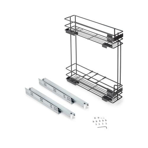 PORTE-BOUTEILLES LATÉRAL EXTRACTIBLE - AVEC FERMETURE AMORTIE - 2 NIVEAUX - TITANE EMUCA