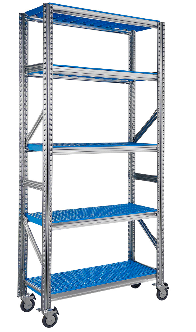 RAYONNAGE CHARIOT MOBILE 5 NIVEAUX L105 CM