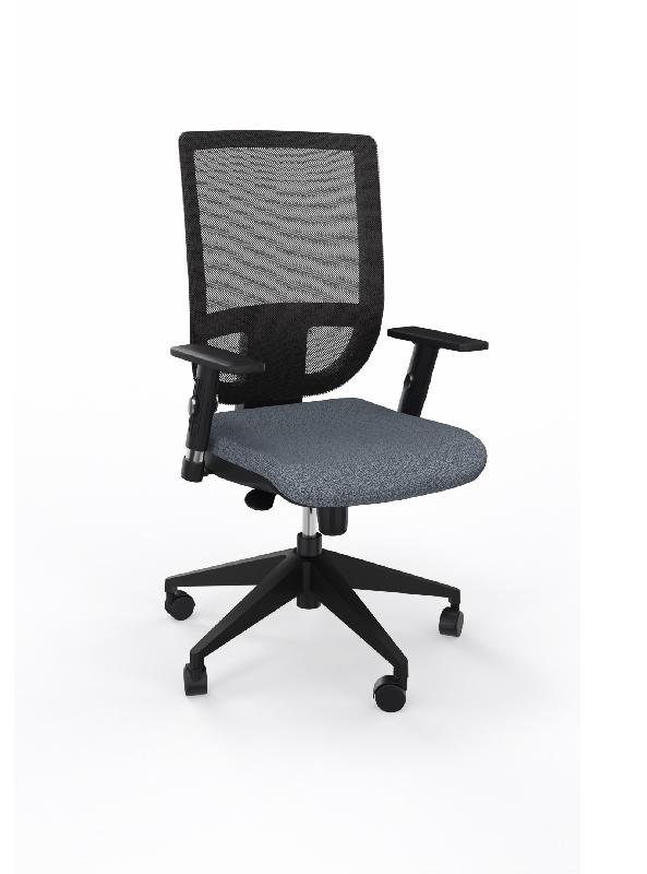 Siège bureau tertio haut dos résille noire et assise tissu gris_0