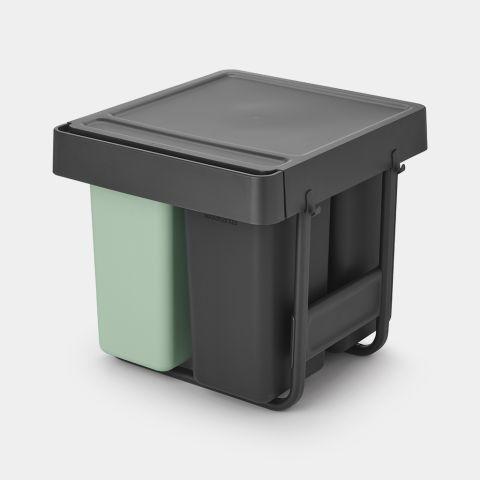Poubelle encastrable Brabantia Sort & Go Built-in Bin - 10+10+20 Litres - Dark Grey - Tri des déchets caché_0