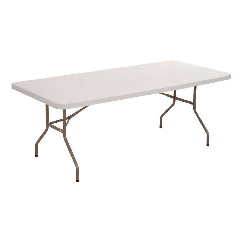 TABLE PLIANTE POLYÉTHYLÈNE RECTANGLE 122 X 61 CM - PLATEAU GRIS - PIEDS GRIS