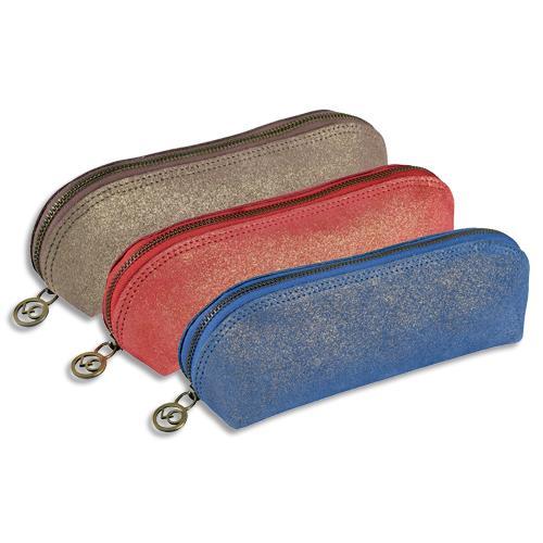 TROUSSE QUO VADIS JULO LOTUS - EN CUIR DE VACHETTE PAILLETE - 21X6,5X6,5CM - COLORIS ASSORTIS