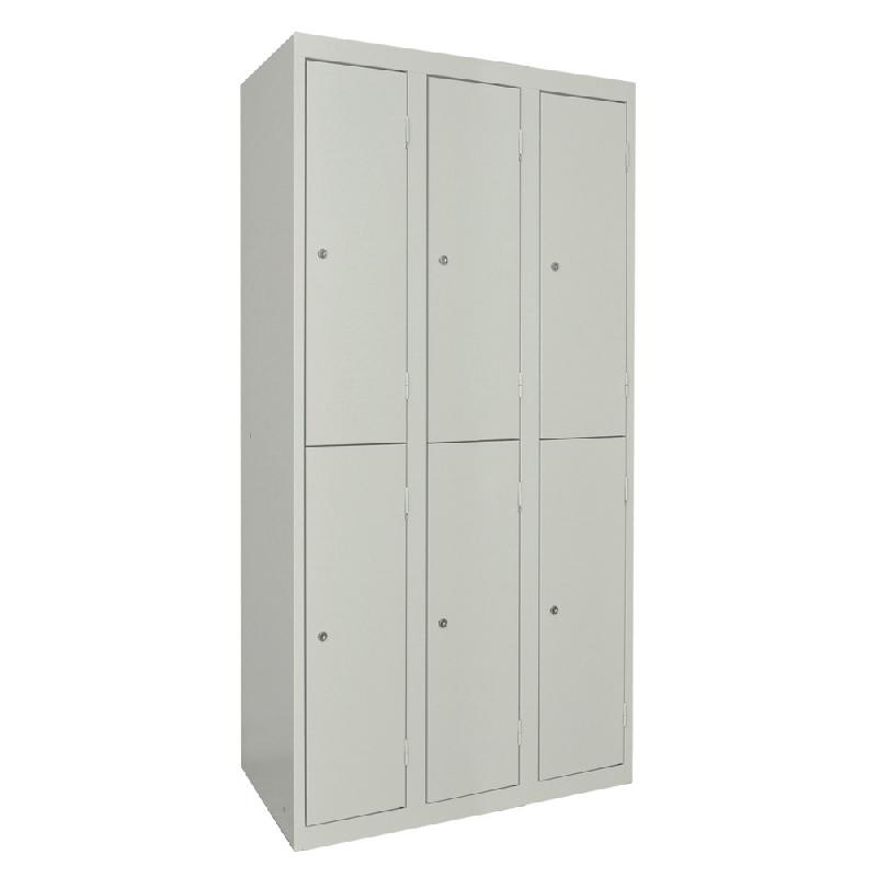 VESTIAIRE MONOBLOC 3 COLONNES 6 CASES  LARG. 300 MM,  GRIS RAL 7035