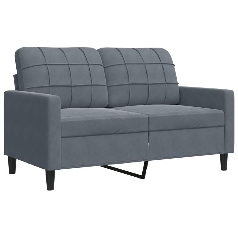 VidaXL Canapé à 2 places Gris foncé 120 cm Velours Modèle Derlissex - 4007615_0