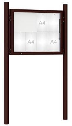 Vitrine extérieure peinte 75 sur poteaux - simple face - 8 à 30 A4 - Plexi chocs - porte battante réversible ou double battant ou levante - serrure de sécurité avec 2 clés - aluminium anodisé argent ou peint_0