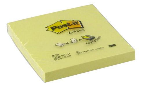 LOT DE 12 - Z-NOTES REPOSITIONNABLES JAUNES POST-IT 76 X 76 MM - BLOC DE 100 FEUILLES