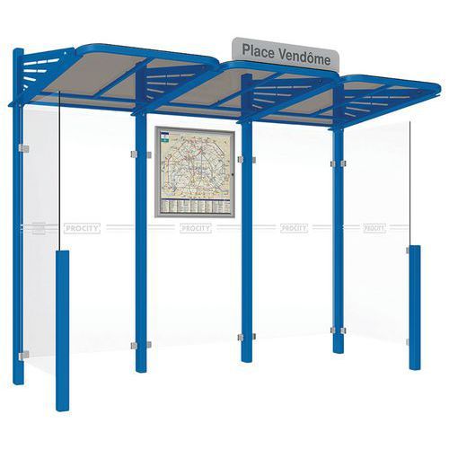 ABRI BUS CONVIVIALE 3 M BARDAGES LATÉRAUX - BLEU 5010 - PROCITY