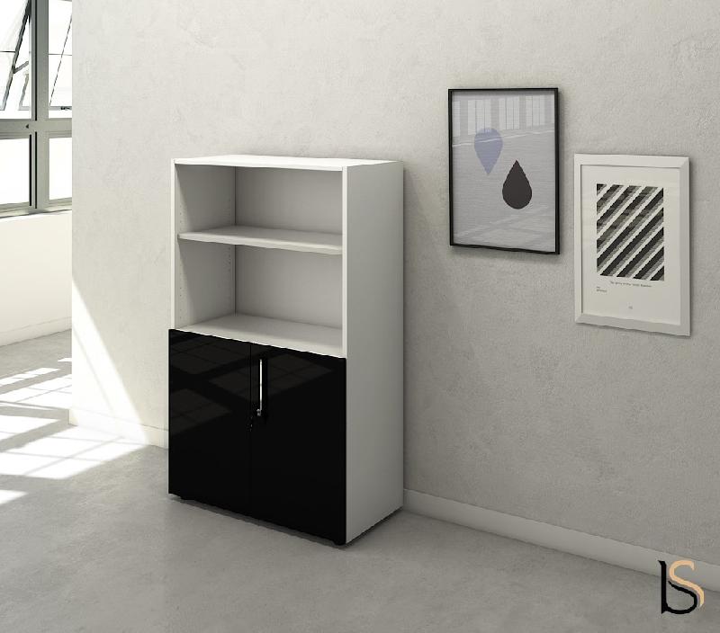 Armoire mi-haute mixte à portes battantes Luxury- Ofitres - Noir_0