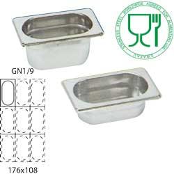 Bac gastronorm GN 1/9 - Acier inox AISI 304 - 176x108x65 mm - Capacité 0,6 litre_0