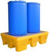Bac de rétention plastique 240L - Polyéthylène résistant - 2 fûts de 220L - Passage de fourche_0