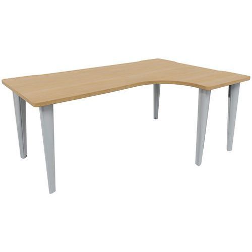 BUREAU EVIDENCE ASYMÉTRIQUE 180X120 RETOUR D CHÊNE CLAIR/ALU - VINCO