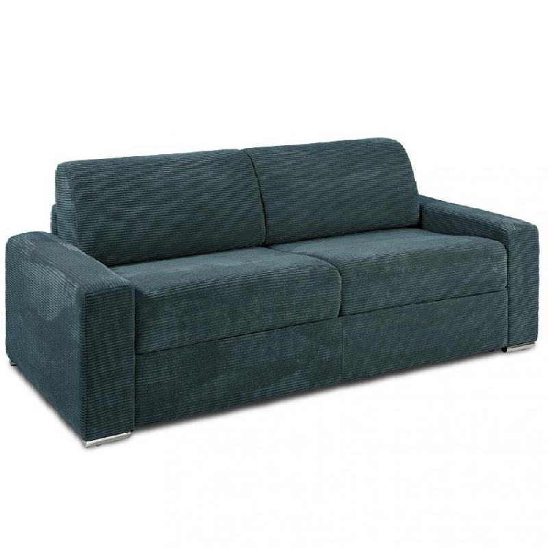 Canapé convertible DREAMER - Express, sommier à lattes 160cm, matelas 16cm en velours côtelé azur_0