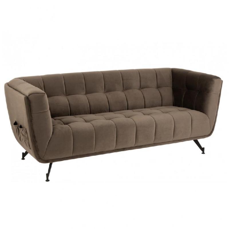 Canapé lounge Marianah gris foncé - style contemporain en velours capitonné - L207 x H78 x P82 cm_0