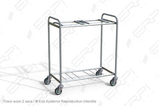 Chariot trieur en acier - 2 sacs - TA9555100-01Z - Modulable, maniable et lavable_0