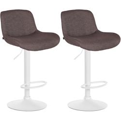 CLP Lot de 2 tabourets de bar Solon blanc Marron foncé/Tissu - marron textile 326574_0