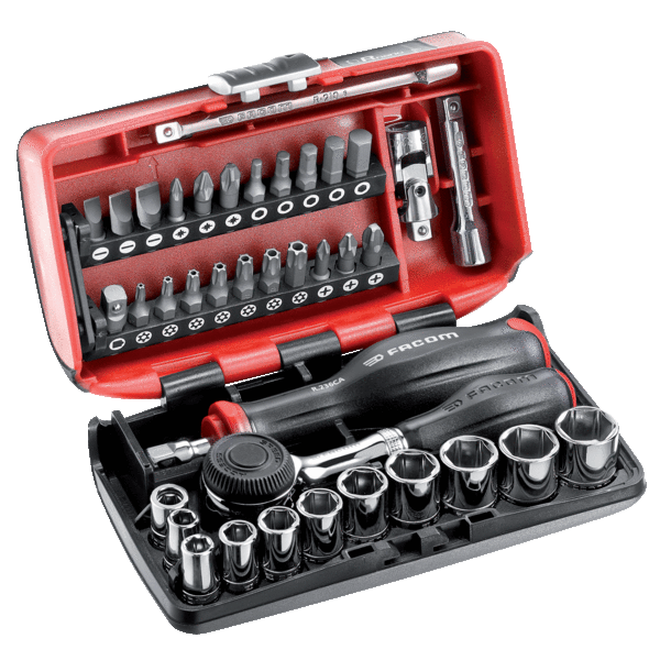COFFRET DE DOUILLES ET EMBOUTS 1/4'' R.360NANO AVEC CLIQUET ROTATIF FACOM R.360NANOPB - OTELO