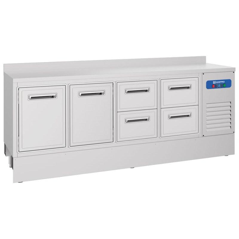 Comptoir bar réfrigérée avec 2 portes et 4 tiroirs, 2335x600 mm, 645 litres, -2°/+8°C - VIRTUS - 0615402390873_0
