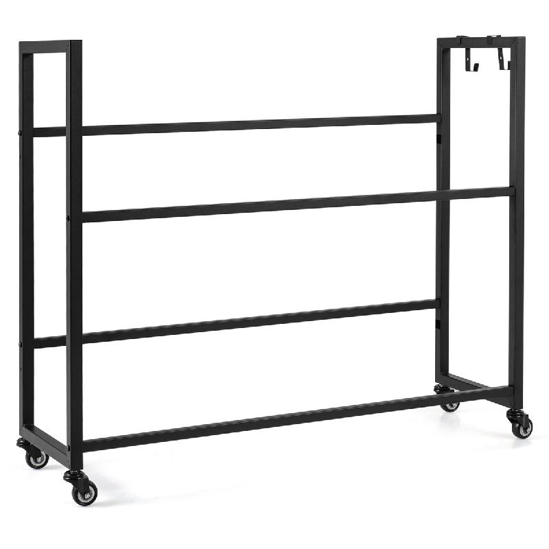 COSTWAY Étagère pour 6 caisses de boissons, étagère classique en acier avec roulettes, 2 crochets et plateau, étagère réglable pour bouteilles,_0