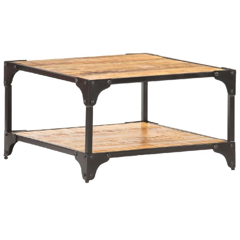 Décoshop26 - Table basse de salon avec étagère design industriel 60 x 60 x 35 cm bois de manguier massif et fer DEC037104 - Bois massif 3000263098148_0