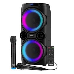 Enceinte Active sur batterie Pickering ULTIMAT500, 500W, Boomers 25cm à LED RING, USB Bluetooth Radio FM,TWS, 2 Microphones - 3666638048288_0