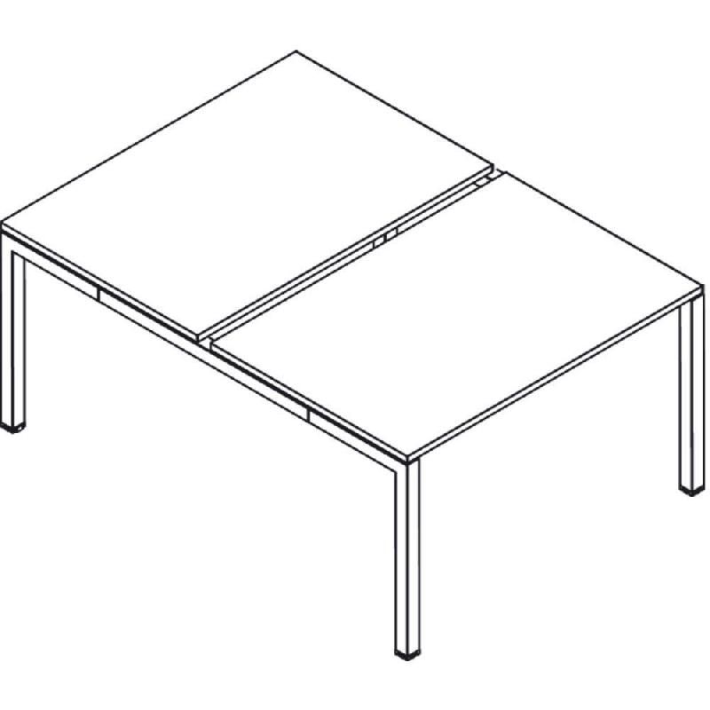 ENSEMBLE 2 POSTES DROIT ACTUAL - L. 140 X P. 165 CM - PLATEAU WENGÉ - 4 PIEDS ALUMINIUM