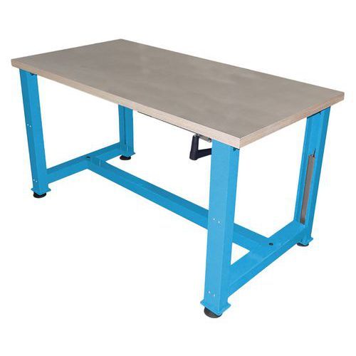 ETABLI À MANIVELLE MULTIPLIS 1750 X 750 X HT 740/1040 CM BLEU 5012 - ANJOU TOLERIE
