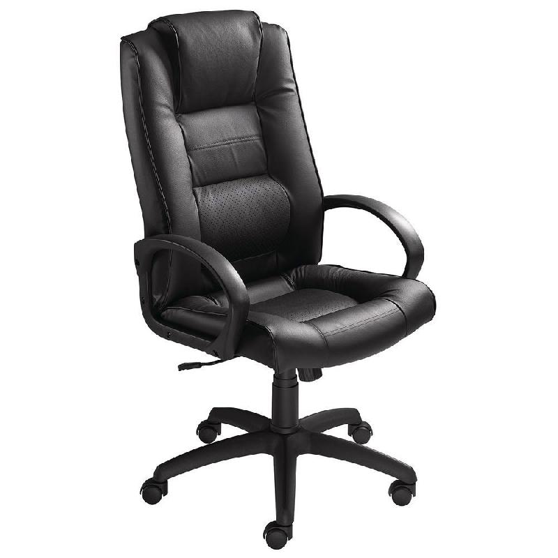 FAUTEUIL DE DIRECTION CAPITAL - CROÛTE DE CUIR VENTILE AVEC ACCOUDOIRS - NOIR
