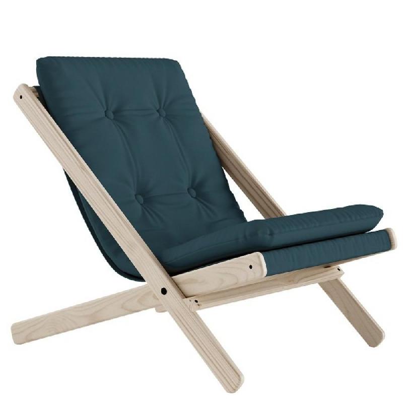 FAUTEUIL FUTON BOOGIE HÊTRE MASSIF COLORIS BLEU PÉTROLE_0